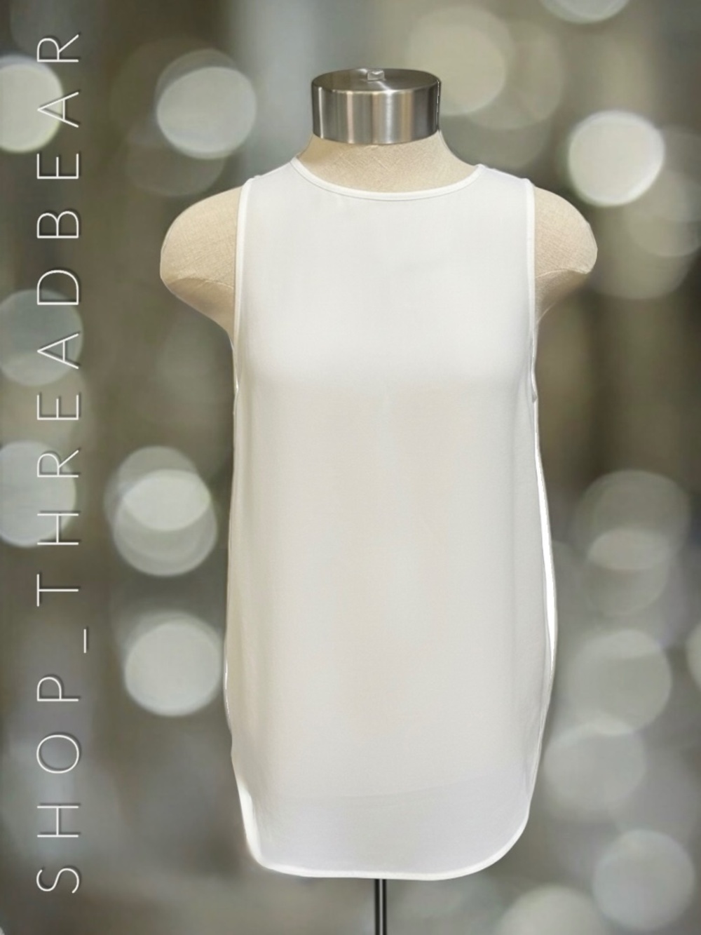 NWT [POLO · Ralph Lauren] Sleeveless White Sheer Ivory Satin Tank Top | XS · 2